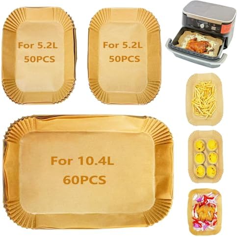 SURFOU Backpapier für Heißluftfritteuse Airfryer Ninja Foodi Flexdrawer/ AF500eu 180 St., Lebensmittelsicher,Antihaft, Fettabweisend, Wasserfest, Hitzebeständig