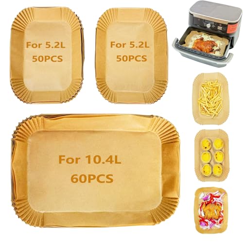 160pcs Airfryer Backpapier für Ninja Flex Drawer Dual Zone AF500EU 10,4L Heißluftfritteuse,Zubehör für Ninja Foodi AF500...