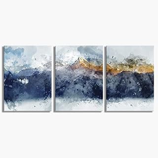 Abstract Canvas Wall Art for Living Room Modern Navy Blue Abstract Mountains Print