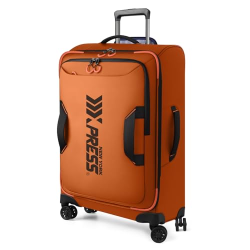 New York XPress 30 Large Softside Suitcase,Luggage w-Spinner Wheels,Waterproof,Lightweight Travel Suitcase for Men-Women(Orange,30in)
