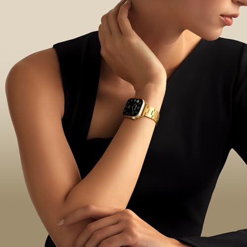 Image of Missair Halo Band Compatible with Apple watch Bands for Women - Metal 316L Stainless Steel Adjustable Bracelet Straps for iWatch Series 11 /10 /9 /8 /7 /6 /5 /4 /3 SE & Ultra (38mm 40mm 41mm 42mm 44mm /45mm 49mm) - with Tools for Daily Wear