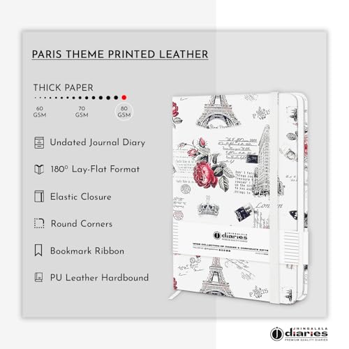 Image of Jhingalala Diaries - Hardbound Leather Cover Pocket Size Corporate Executive Diary Notebook I Pocket Diary For Men and Women I A6 Size I 80gsm Paper I 192 Ruled Pages (Paris)