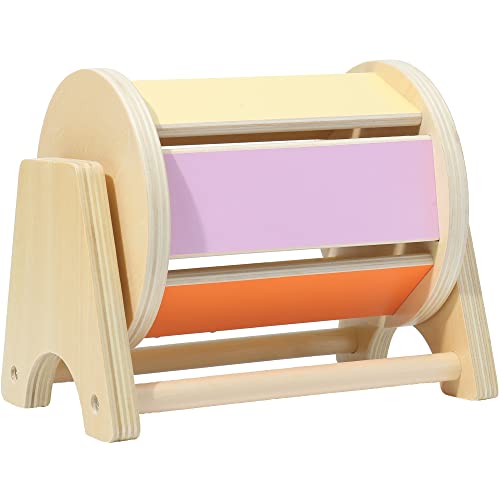 Image of Montessori Mama Spinning Rainbow Drum: Montessori Toys for Babies 0-6 Months Wood-Constructed Educational Montessori Baby Toys for Babies 6-12 Months with Sensory Audible Bells