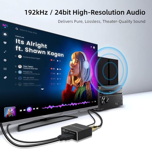 Image of HDMI eARC /ARC Audio Extractor, HDMI(ARC) to Toslink + Coaxial + 3.5mm Converter Out,HDTV Audio Converter Adapter Audio Splitter Support Dolby@5.1, DTS@5.1, Dolby AC3,DSD,PCM,LPCM