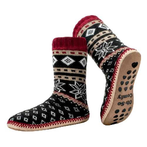 Image of cosyone1997 Slipper Socks for Women Warm Fuzzy Non Slip Soft Sole | Sherpa lining, padded sole, stretchy cuff and gripper dots for bedroom or lounging; gift-ready box, machine washable