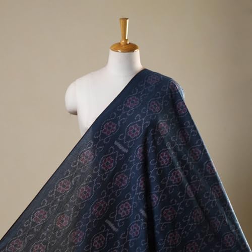 Image of Premium Sambalpuri Ikat Weave Pure Handloom Cotton Shirt Fabric Authentic Odisha Traditional Tie-Dye Craft, Soft & Breathable Natural Cotton Material for Custom Tailoring, Casual & Formal Wear