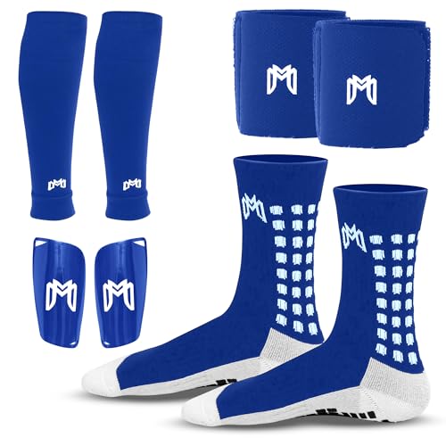 Soccer grip socks bundle with pre-cut sleeves and guard straps