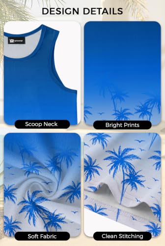 Image of VOGSTART Mens Hawaiian Beach Tank Tops Summer Vacation Muscle Top Graphic Sleeveless Shirts (S-3XL)