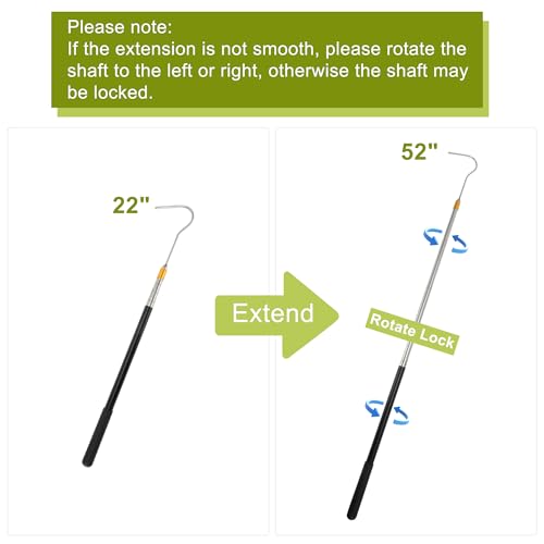 Image of 52 inch Snake Hook, Retractable Snake Catcher, Snake Stick, Snake Grabber Tool, Reaching Tool for Rattlesnakes Python Copperhead Removal Catching, Black