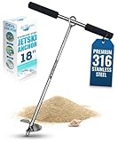SandShark Sand Anchor, Tested & Proven to Hold Watercraft Secure, Auger the Stake to the Beach or Sandbar for Jet Ski, PWC, Pontoon, Kayak, Canoe (Stainless Steel) 18 Inch with Padded Case