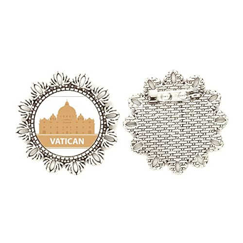Broche de plata de ley con flores del Vaticano y acabado artesanal