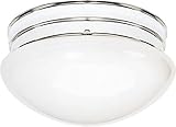 Nuvo Lighting SF77/346 Two Light Mushroom Flush Mount, Polished Chrome/White Glass,Polished Chrome /