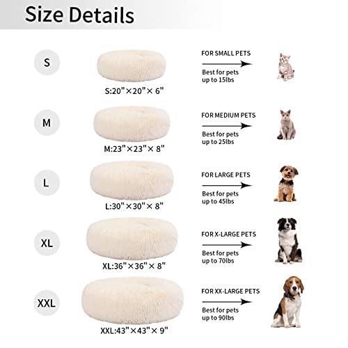 Wellyelo 36" Extra Large Calming Dog Bed Fluffy Plush Anti-Anxiety Round Donut Dog Beds For Extra Large Jumbo Dogs Machine Washable (Extra Large, White) #TOP5
