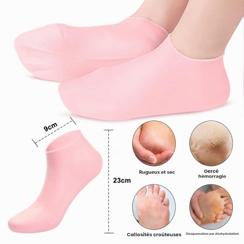 3 Paires Chaussettes Hydratantes, Chaussettes de Prévention pour le Soin des Pieds Fissurés, Hommes Femmes Chaussettes en Gel pour Pied Anti-fissuration Peau Craquelée Dure et Sèche (Multicolore) – vue 2
