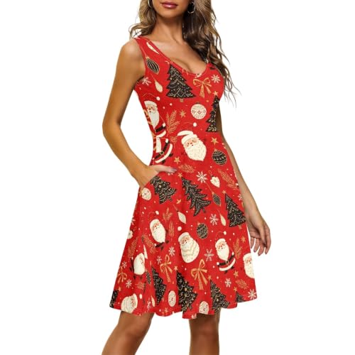 Image of TOADDITDO Womens Summer Sleeveless Tank Dress with 2 Side Pockets XS-4XL Plus Size