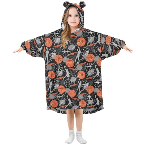 JHKKU Kids Basketball Hoodie Blanket, Soft Warm Oversized M