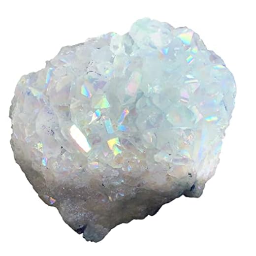Steinfixx® - Prachtig bergkristal Aura niveau | Angel Aura | Aqua Aura | Quartz Aura I Titanium Aura I Flame Aura | Druse I Cluster | Helende Kristal I Helende steen | (Angel Aura)