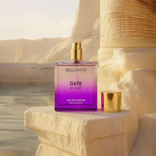 Image of Perfumes (Bella Vita DATE Woman Perfume 100ml | Original Bella Vita EDP for Women | Long Lasting Fruity Floral Scent with Pink Pepper, Red Fruits, Jasmine & Vanilla | Personalized Name & Cartoon Artwork Bottle | Romantic Gift for Her by Love Craft Gifts)