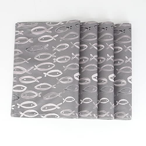 Placemats Set Of 4 For Dining Table With Fish Printing- Double Sides Table Mats 13X 18 Inch, Cloth Place Mats Machine Washable (F.grey 4) #TOP22