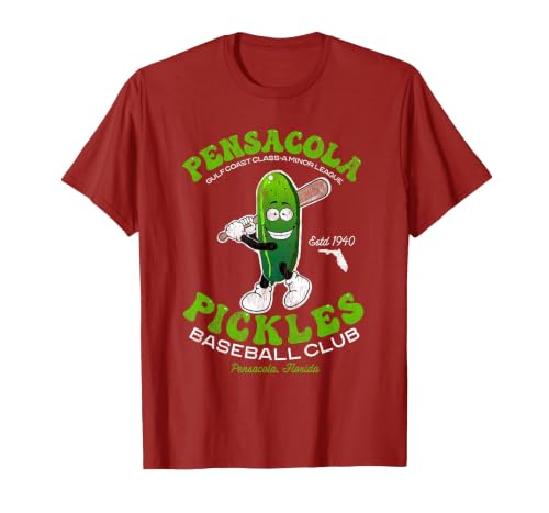 Pensacola Pickles Minor League Retro Baseball Team T-Shirt, Men, Cranberry Red, XX-Large