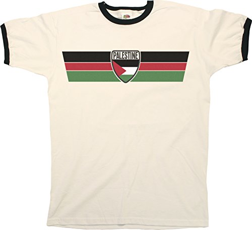 buzz shirts Mens Palestine Retro Strip Patriotic Ringer T-Shirt