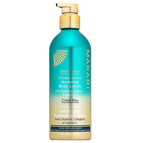 Makari Ultimate Intense Blue Crystal Skin Reviving Body Lotion 16.8 oz | Body Lotion with Glutathione & Collagen | Body Moisturizer and Body Cream with Vit C | Body Skin Care Product for Women & Men