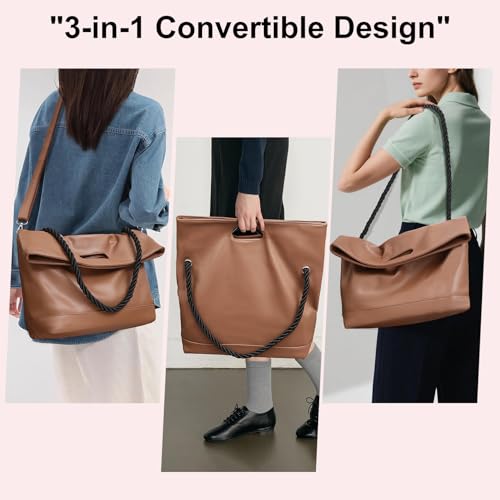 Image of Large Convertible Hobo Purse Tote Bags for Women Shoulder Handbag | 3 in 1 Crossbody Everyday Bag, Adjustable Strap, Soft Vegan Leather,College, Work , Shopping, Travel