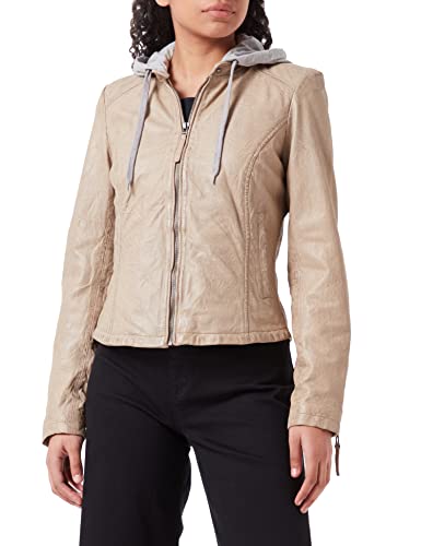 Freaky Nation Capucha Informal Chaqueta de Cuero, Gris, S para Mujer Cover