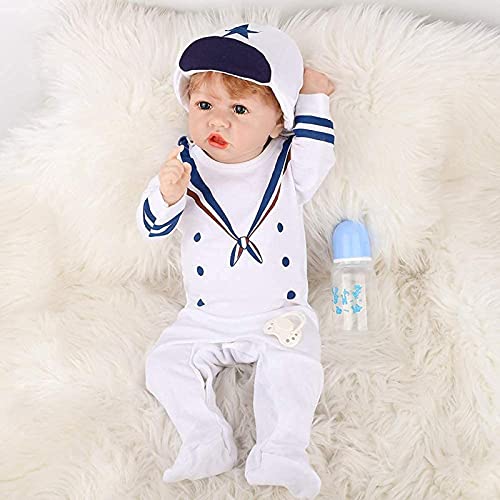 MWKL Reborn Baby 58cm Nette Reborn Puppe Simulationspuppe Vollsilikon Körper Wiedergeburtspuppe 22 Zoll Lebensechte… – Bild 8