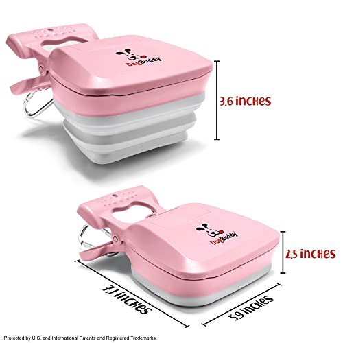 Image of DogBuddy Pooper Scooper, Portable Dog Pooper Scooper, Poop Scooper for Small and Large Dogs, Pooper Scooper with Bag Attachment, Leash Clip and Dog Waste Bags Included (Large, Pink)