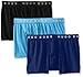 BOSS HUGO BOSS Men's 3-Pack Cotton Trunk, Light Blue/Royal Blue/Black, Medium