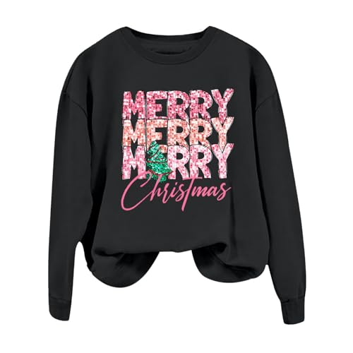 Pulls à manches longues de Noël scintillants vêtement hiver femme