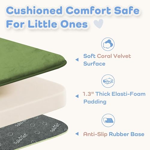 Image of 1.3 inch Thick Foam Play Mat 50x50 Baby Floor Playmat Nursery Rug Olive | Memory Mat for Baby to Play Waterproof Easy Care with Non-Slip Tummy Time Play Mat for Playroom Classroom