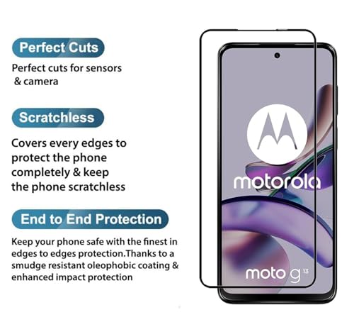 Image of HD Tempered Glass Screen Protector Compatible For Moto G13 With Edge To Edge Coverage And Easy Installation Kit