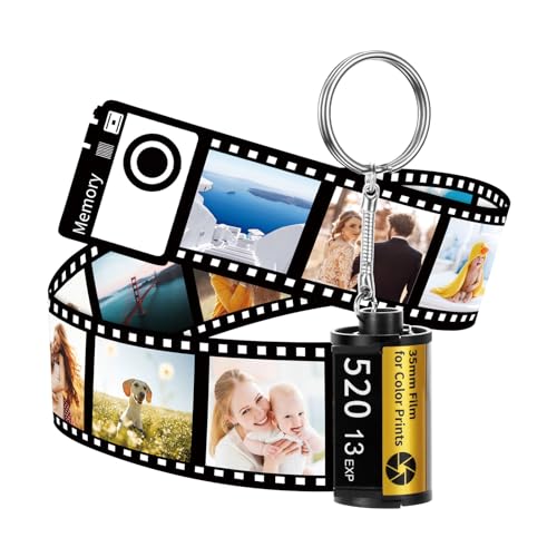 カスタムカメラフィルムロールキーホルダー、写真付きパーソナライズフォトカメラフィルムロールキーホルダー、写真5-10枚