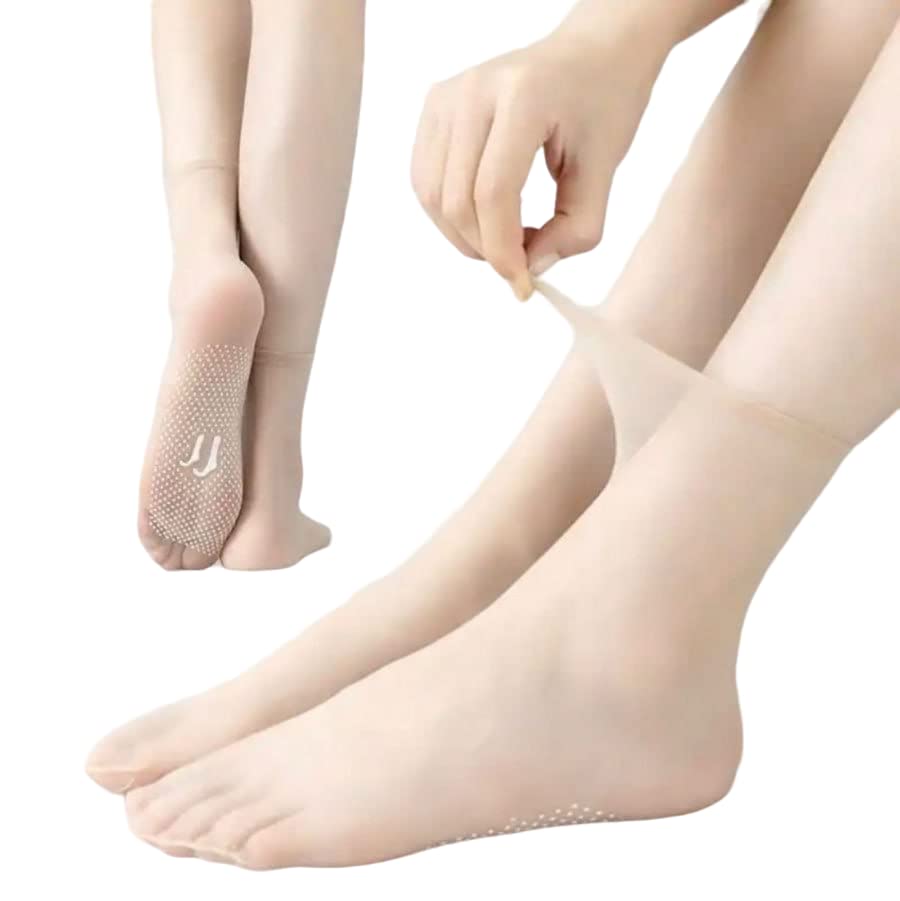 WOMEN SOCKS Invisible Slip-resistant Crystal Silk Socks Summer Sheer Ankle Socks 2 Pairs-image-18
