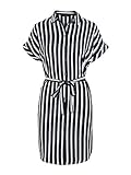  VERO MODA Damen VMSASHA Shirt SS Dress NOOS Kleid, Mehrfarbig (Navy Blazer Stripes: Snow White Coco), 36 (Herstellergröße: S)