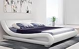 Zuri Furniture Modern Marlo White Genuine Leather King Size Platform Bed