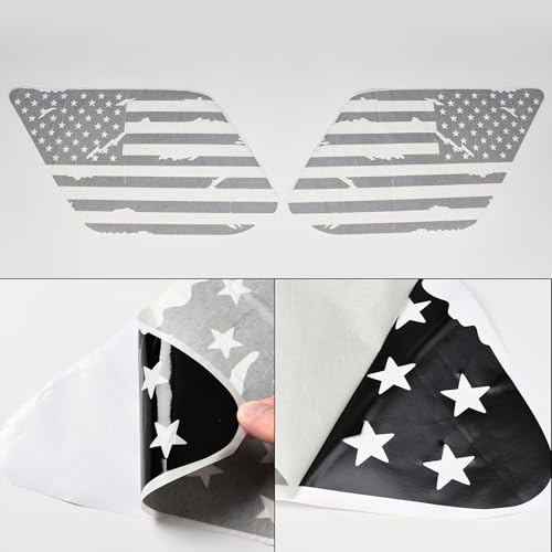 Image of Precut American Flag Decal Car Rear Side Window Sticker Matte Black Rear Quarter Window DIY Sticker Left and Right Side Window Cling Car Exterior Decoration Accessories, for 4Runner 2010-2023