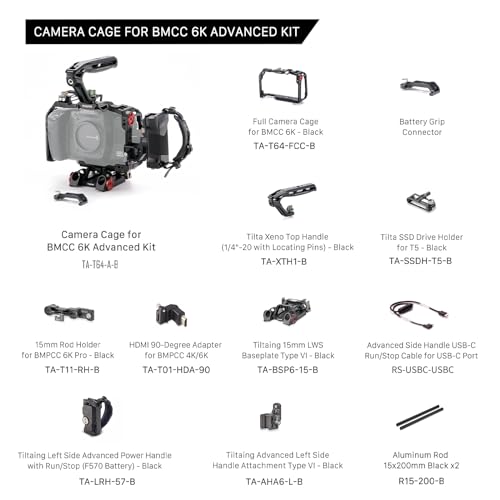 Cage BMCC 6K Tilta avec support SSD et plaque de base 15mm TA-T64-A-B