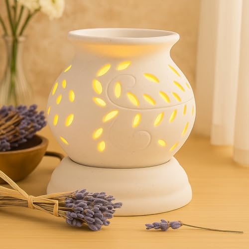 Image of Brahmz Electric Aroma Oil Diffuser Ancient Matki Diffuser with Bulb Electric Aroma Burner Electric Diffuser Matki Shape WD 12cm