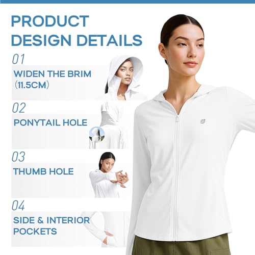 Image of Venzina Women's UPF 50+ Lightweight Athletic Jacket UV Sun Protection Full Zip Cooling Hoodie Long Sleeve Sunscreen Protective Clothing for Women for Outdoor Hiking, S-XL
