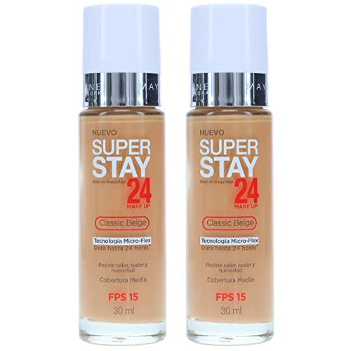 Pack of 2 Maybelline Super Stay 24 Hr Wear Makeup, Classic Beige