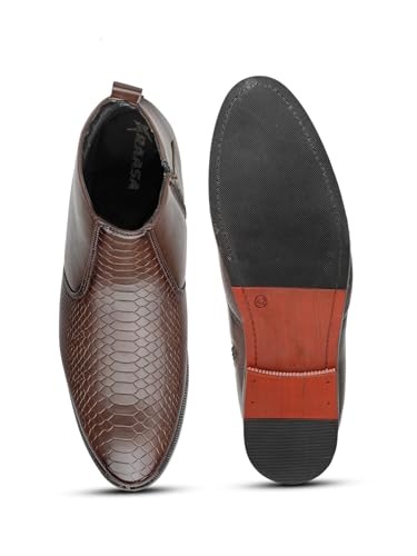 Image of Men's Vegan Leather Chelsea Boots - Classic Almond Toe Ankle Boots with Textured Finish | Formal & Smart Casual Boots