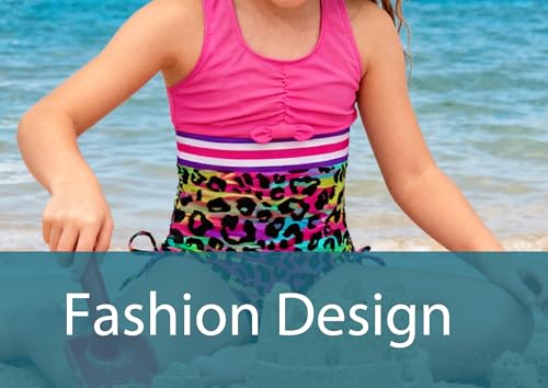 Image of BFUSTYLE Girls Swimsuit One Piece Bathing Suit 4-13 Years Sleeveless Beach Swimwear