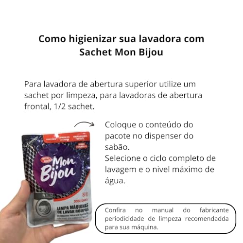 Limpa Máquina De Lavar Roupas Mon Bijou Sachê 80g - 10 Unid