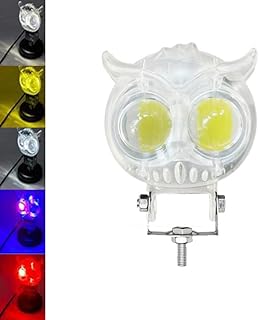 Rana Store High Brightness White and Yellow Constant and Tremor 7 Colors LED Light 2 Lens White Owl LED Fog Light 2 Lens Flashing Light Suitable for Cars and Bicycles - 1 Piece