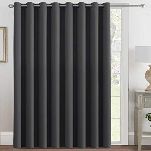 H.VERSAILTEX Blackout Patio Curtains 100 x 108 Inches for Sliding Door Extral Wide Blackout Curtain Panels Thermal Insulated Room Divider - Grommet Top, 9' Tall by 8.5' Wide - Charcoal Gray