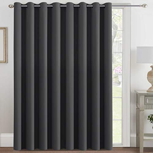 Extra Wide Blackout Curtain for Living Room Thermal Insulated Light Blocking Room Darkening Grommet Curtain Drapes for Patio Door/Bedroom, 100" Wide by 96" Long, 1 Panel, Charcoal Grey by H.VERSAILTEX - Used condition - CA$45.83
