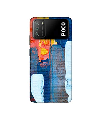 Image of Amazon Brand - Solimo Designer Canvas with Blue Paint 3D Printed Hard Back Case Mobile Cover for Mi Poco M3